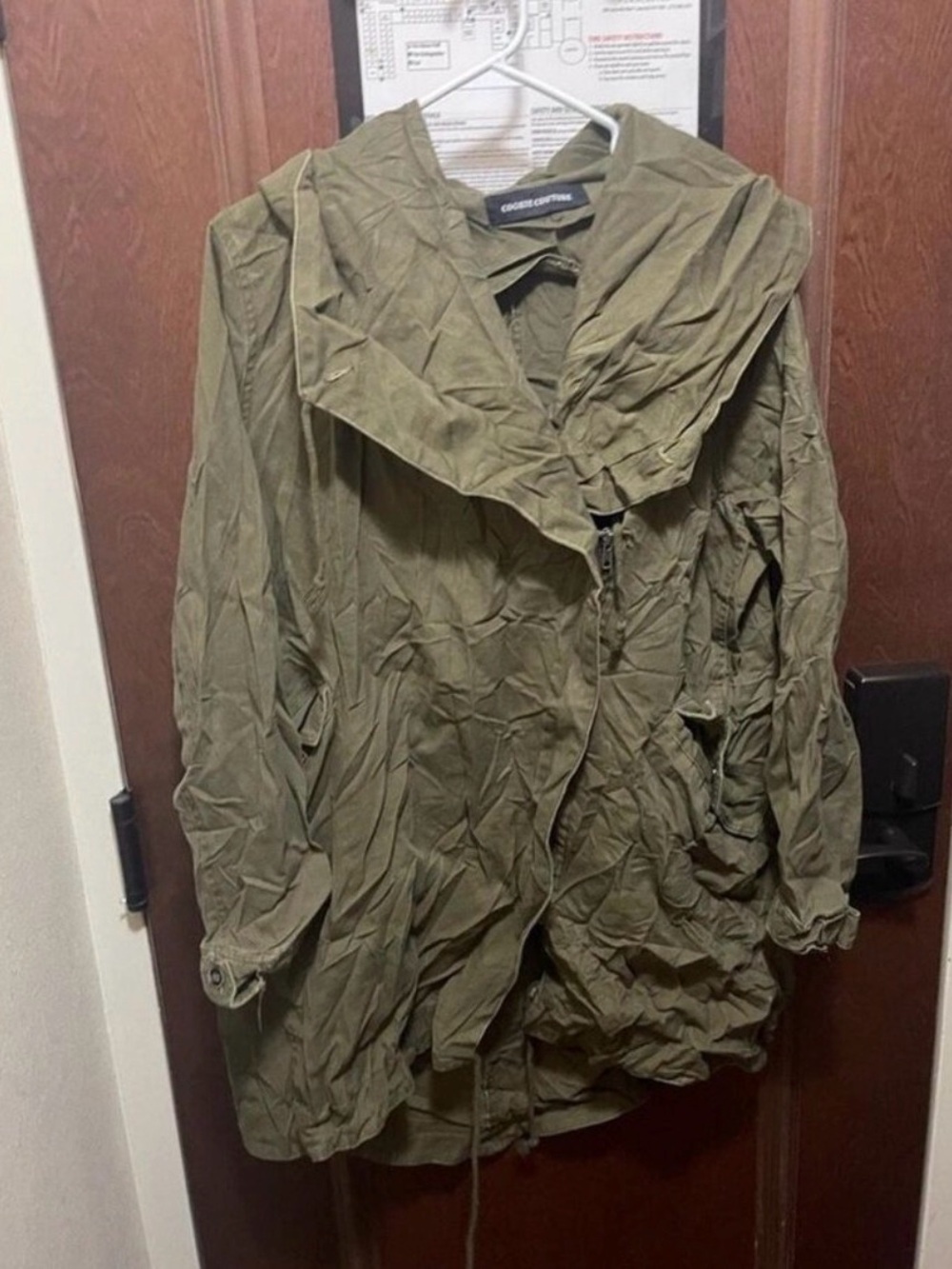 Cookie Couture Olive Green Long Hooded Anorak Jacket